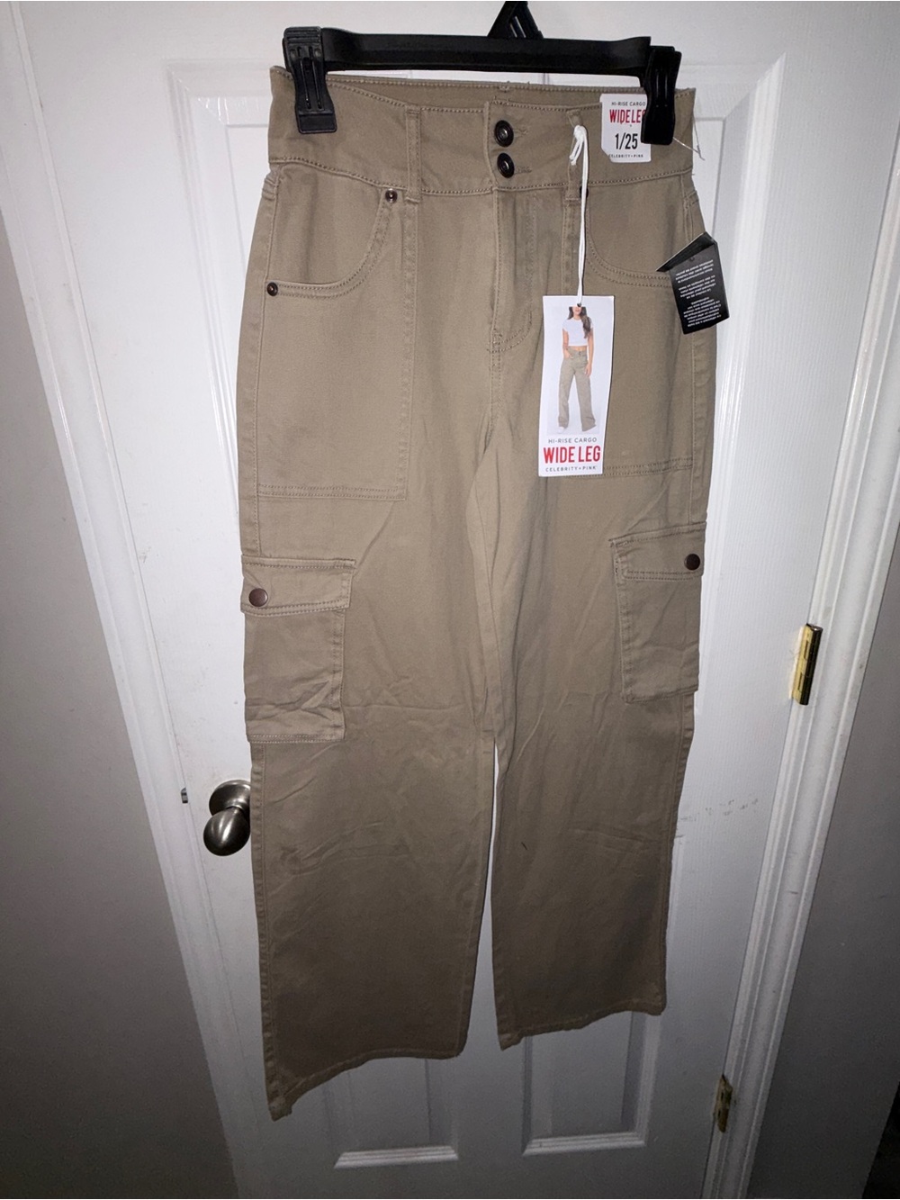Celebrity Pink Wide Leg Cargo Pants in Khaki